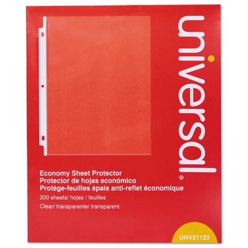 Universal 21123 Standard Sheet Protector Clear 8 1/2 X 11 Economy 200/Box 